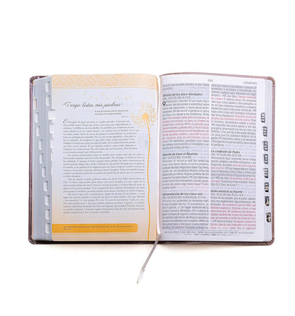 Biblia para Mujeres | RVR 1960 | Promesas Inspira | Piel especial rosa con índice | Tapa dura
