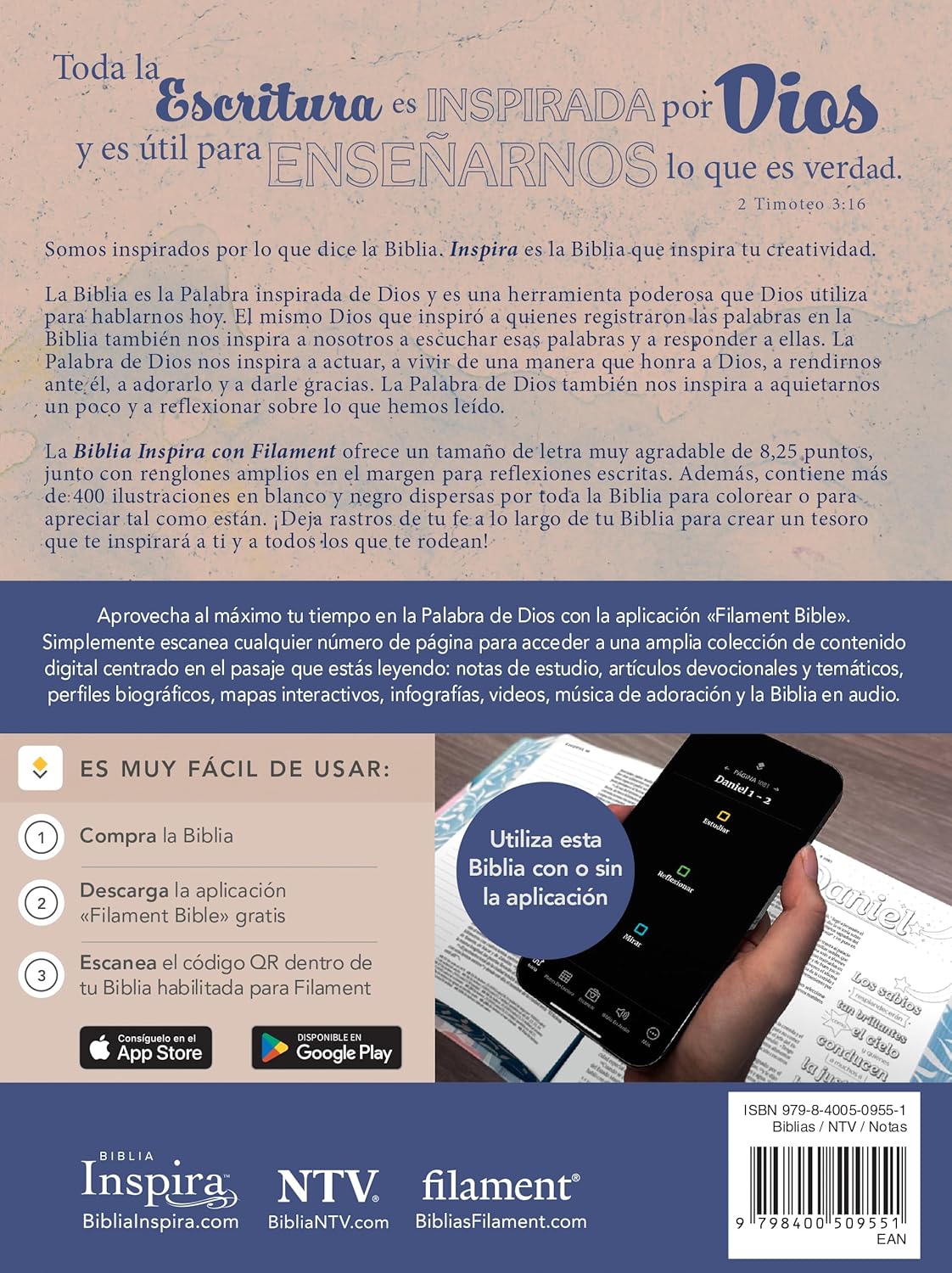 Biblia Inspira | NTV | Filament | Acuarela rosa | SentiPiel