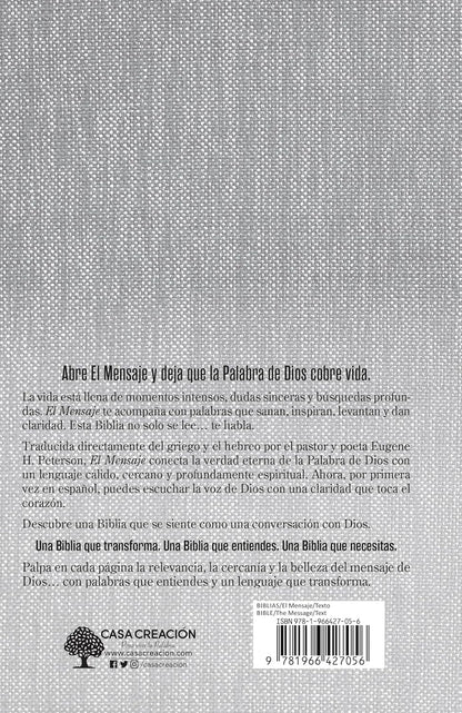 Biblia El Mensaje | Tapa dura gris tela | Lenguaje claro y profundo