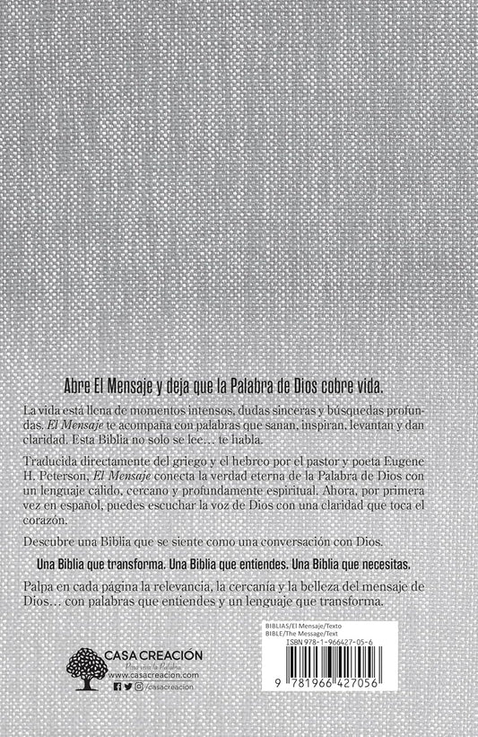Biblia El Mensaje | Tapa dura gris tela | Lenguaje claro y profundo