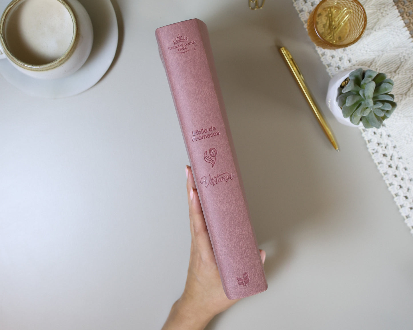 Biblia de Promesa | RVR 1960 | Virtuosa | Letra gigante | Rosa