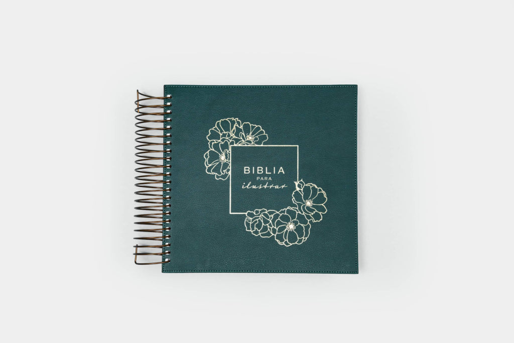 Biblia para ilustrar | Reina Valera 1960 | Símil piel verde | Margen creativo | Espiral metálico | Español