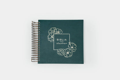 Biblia para ilustrar | Reina Valera 1960 | Símil piel verde | Margen creativo | Espiral metálico | Español