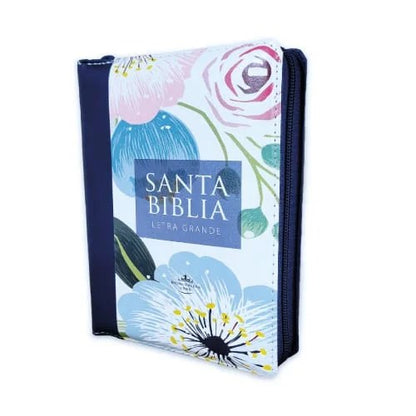 Biblia Reina Valera 1960 | Letra grande 11 pts | Tapa floral azul | Índice y cierre | Español