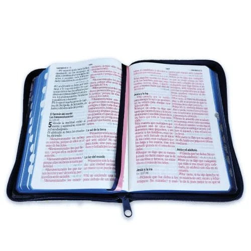 Biblia Reina Valera 1960 | Letra grande 11 pts | Tapa floral azul | Índice y cierre | Español
