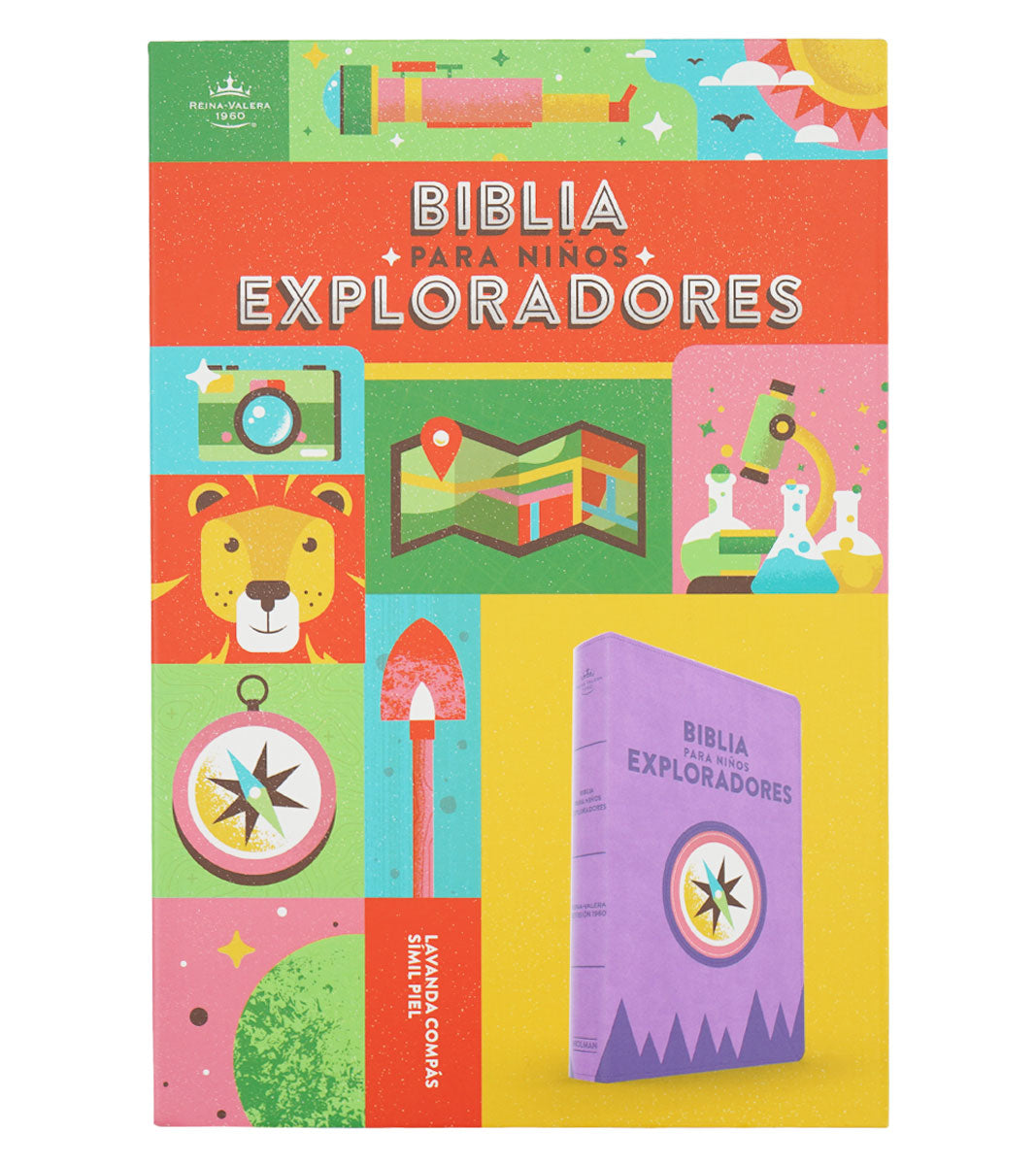Biblia para Niños Exploradores | RVR 1960 | Lavanda | Ilustrada a color | Letra 9.5 pts | Símil piel