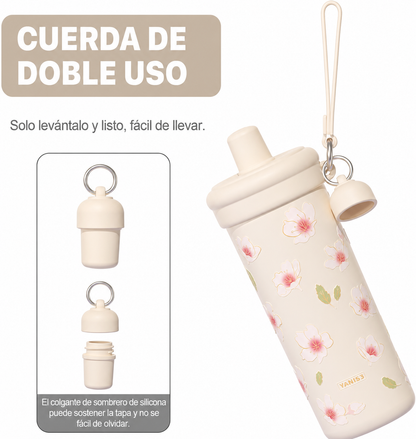 Vaso térmico | 600 ml | Acero inoxidable | Flor de melocotón