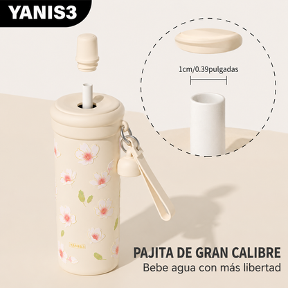 Vaso térmico | 600 ml | Acero inoxidable | Flor de melocotón