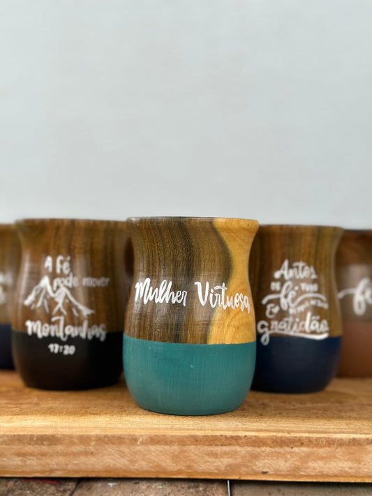 Guampa de Palo Santo | Diseño Hecho a Mano | Frases Inspiradoras Cristianas