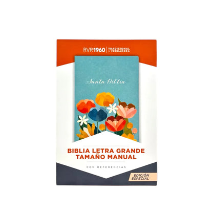 Biblia RVR 1960 | Letra grande 12 pts | Tamaño manual | Edición especial aqua | Tapa dura | Español