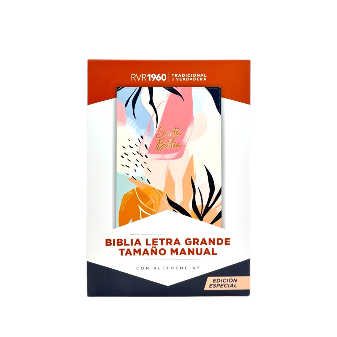 Biblia Reina Valera 1960 | Letra grande 12 pts | Tamaño manual | Símil piel multicolores | Español
