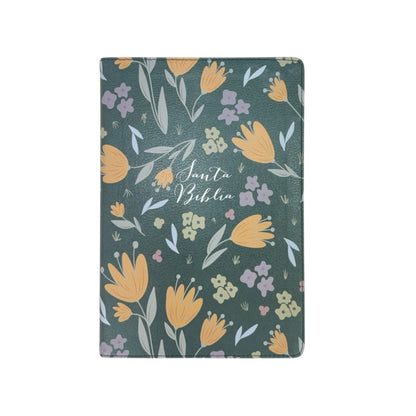 Biblia Reina Valera 1960 | Letra grande 12 pts | Tamaño manual | Verde floral | Edición especial | Español