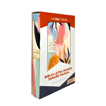 Biblia Reina Valera 1960 | Letra grande 12 pts | Tamaño manual | Símil piel multicolores | Español