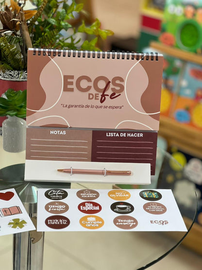 Planificador semanal | Con stickers + Bolígrafo | Ecos de fe