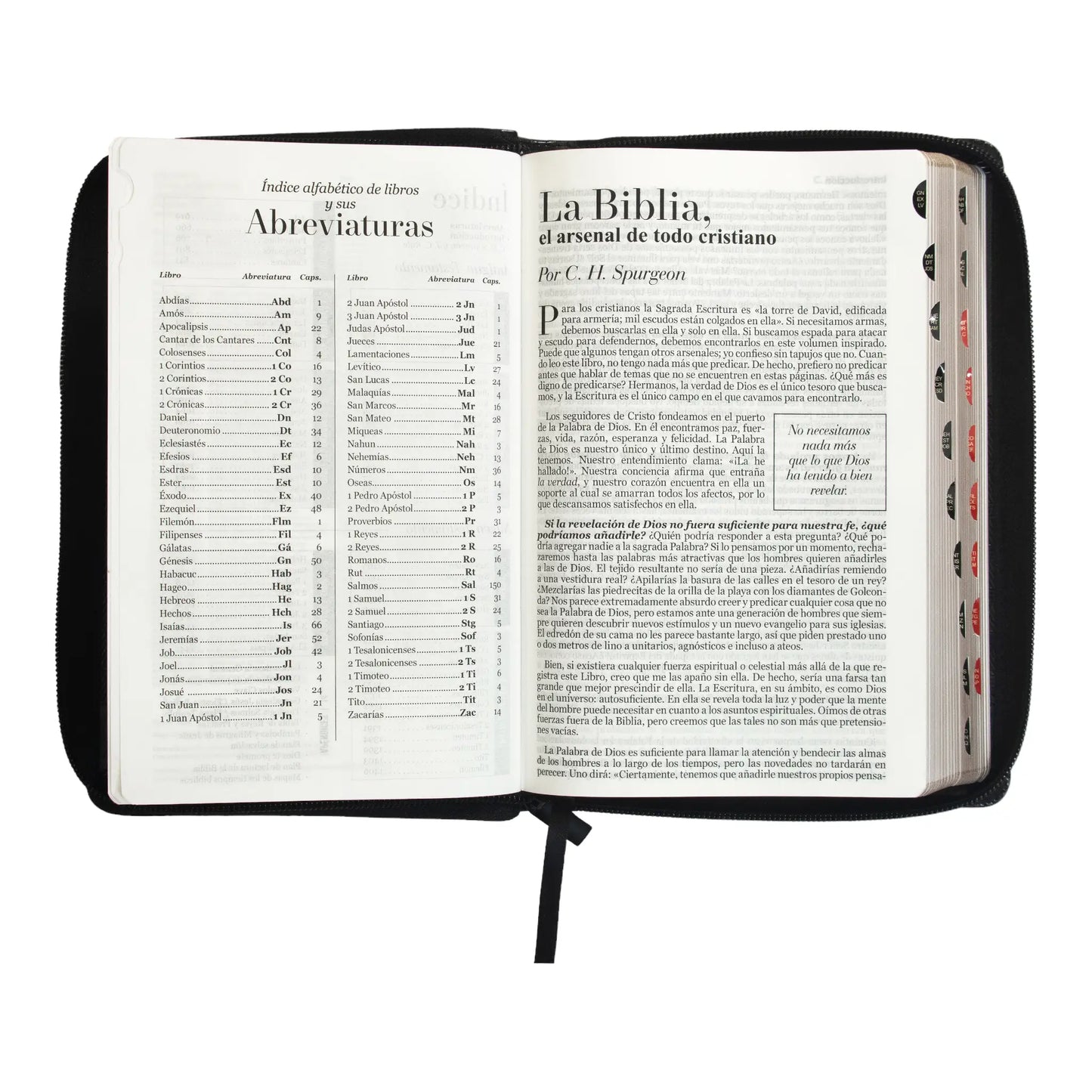 Biblia Reina Valera 1960 | Tamaño manual | Letra grande 12 pts | Negro con cierre e índice | Imitación piel
