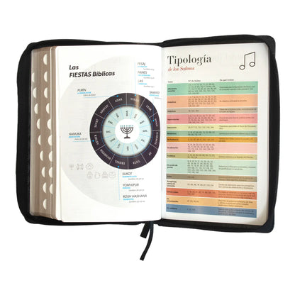 Biblia Reina Valera 1960 | Tamaño manual | Letra grande 12 pts | Negro con cierre e índice | Imitación piel