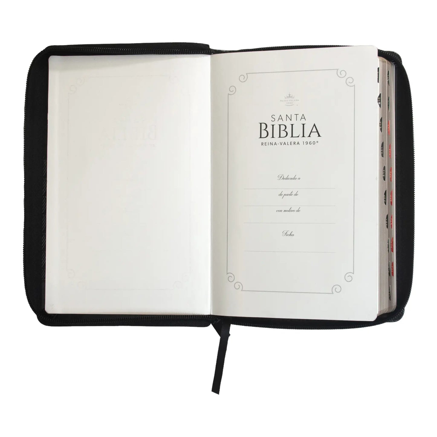 Biblia Reina Valera 1960 | Tamaño manual | Letra grande 12 pts | Negro con cierre e índice | Imitación piel
