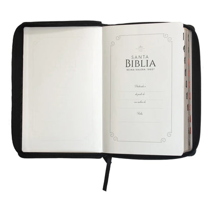 Biblia Reina Valera 1960 | Tamaño manual | Letra grande 12 pts | Negro con cierre e índice | Imitación piel