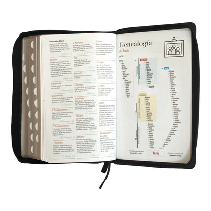 Biblia Reina Valera 1960 | Tamaño manual | Letra grande 12 pts | Negro con cierre e índice | Imitación piel