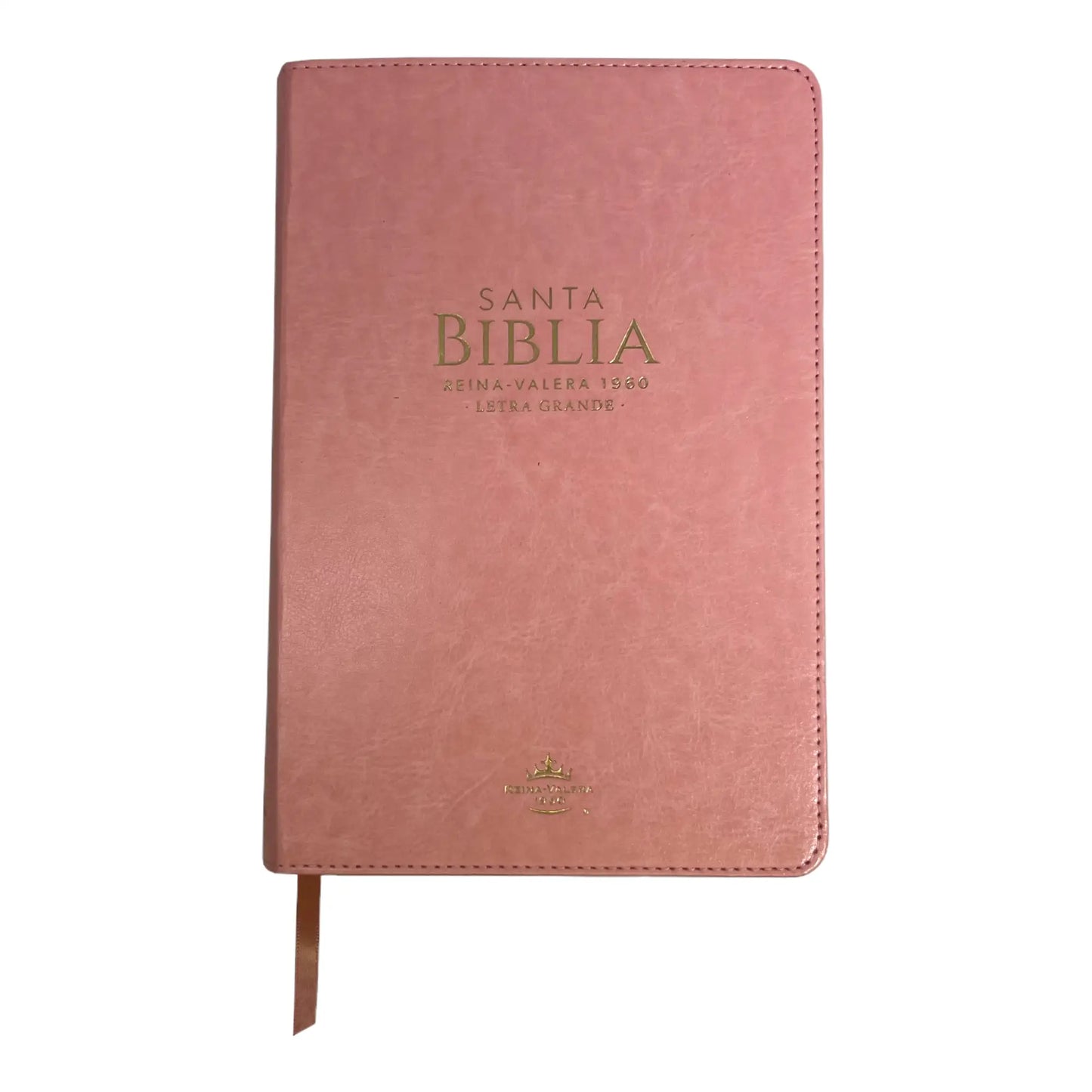 Biblia Reina Valera 1960 | Tamaño manual | Letra grande 12 pts | Imitación piel rosa claro | Con índice | Colección clásica