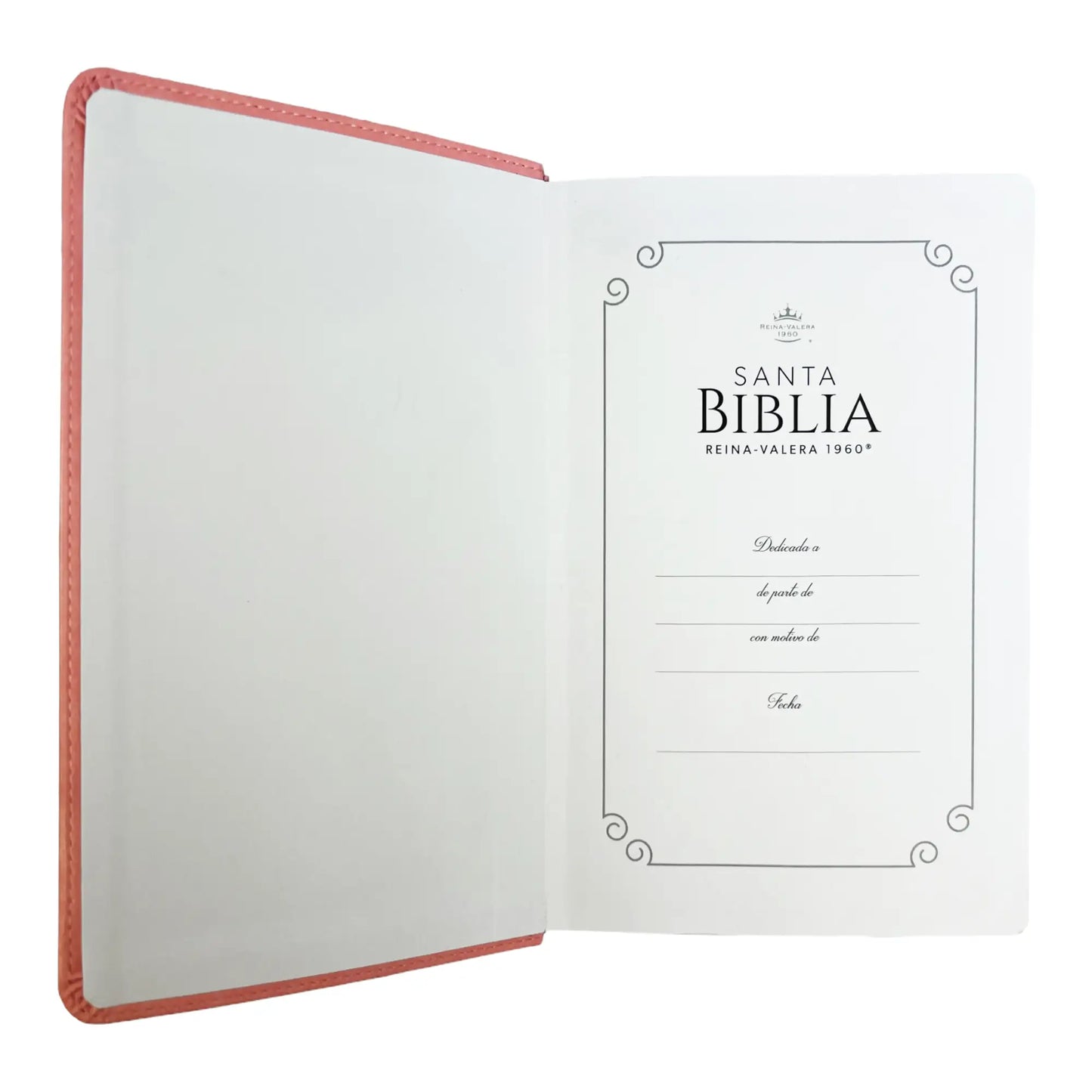 Biblia Reina Valera 1960 | Tamaño manual | Letra grande 12 pts | Imitación piel rosa claro | Con índice | Colección clásica