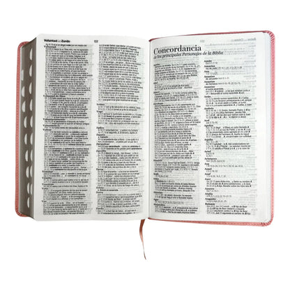 Biblia Reina Valera 1960 | Tamaño manual | Letra grande 12 pts | Imitación piel rosa claro | Con índice | Colección clásica