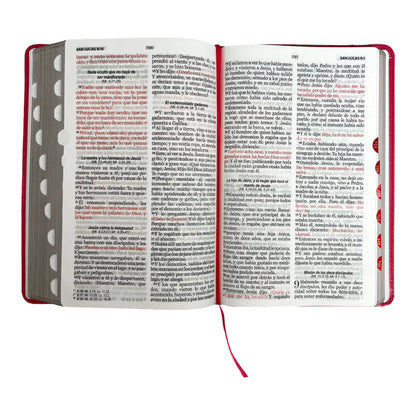 Biblia Reina Valera 1960 | Tamaño manual | Letra grande 12 pts | Imitación piel rosa oscuro | Colección clásica