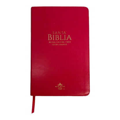 Biblia Reina Valera 1960 | Tamaño manual | Letra grande 12 pts | Imitación piel rosa oscuro con índice | Colección clásica