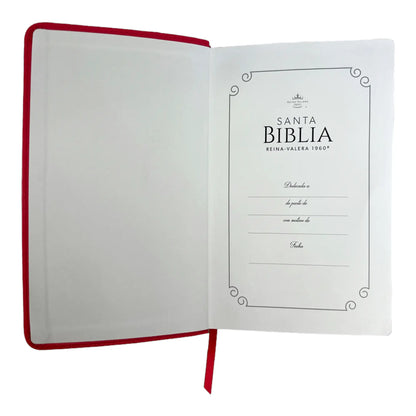 Biblia Reina Valera 1960 | Tamaño manual | Letra grande 12 pts | Imitación piel rosa oscuro | Colección clásica