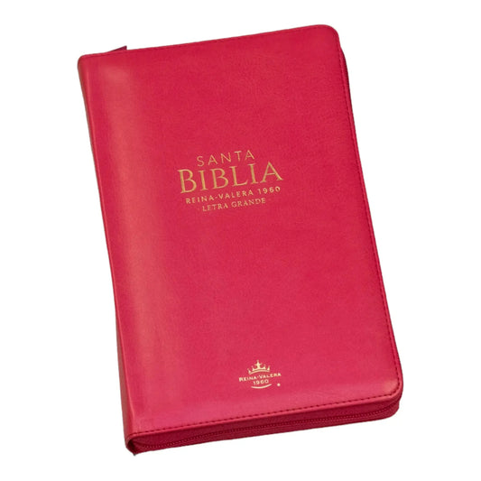 Biblia Reina Valera 1960 | Letra grande 12 pts | Tamaño manual | Imitación piel con índice y cierre | Canto dorado