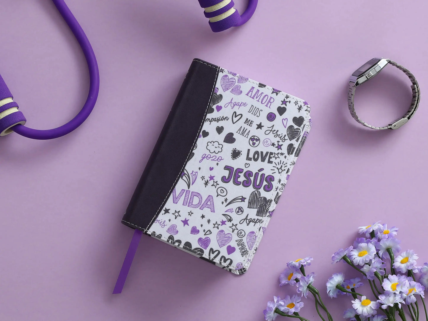 Biblia RVR60 | Tamaño bolsillo | Palabras de Vida | Amor lila | Letra 8,5 ptos | Índice