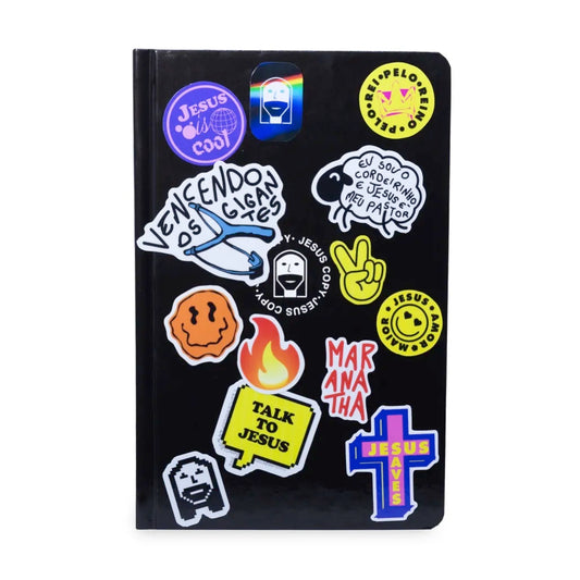 Bíblia Sticker Preta | NVI | Capa Dura | Adesivos Personalizados