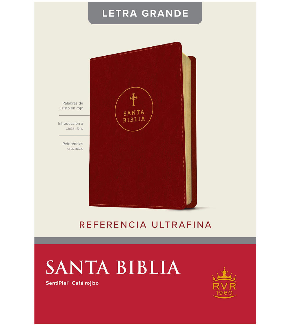 Santa Biblia | RVR 1960 | Ultrafina | Letra grande 10 pts | Imitación piel café rojizo