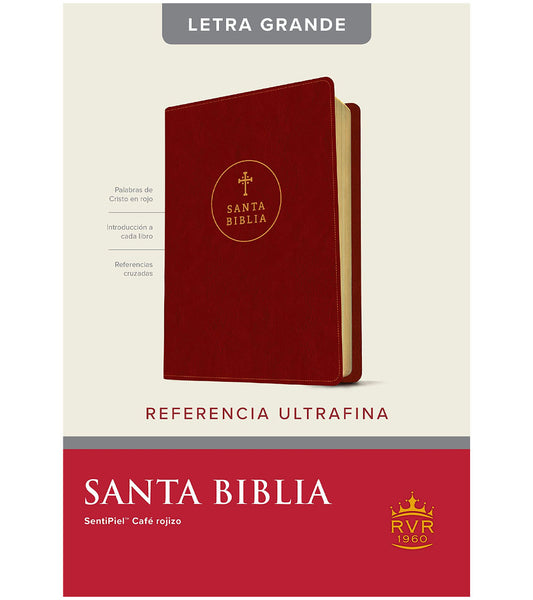 Santa Biblia | RVR 1960 | Ultrafina | Letra grande 10 pts | Imitación piel café rojizo