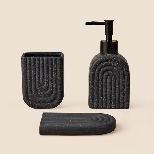Set de Baño | Cerámica | 3 piezas | Negro